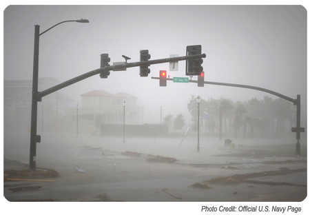 an intersection during a very bad storm