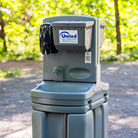 a hand washing station in a park